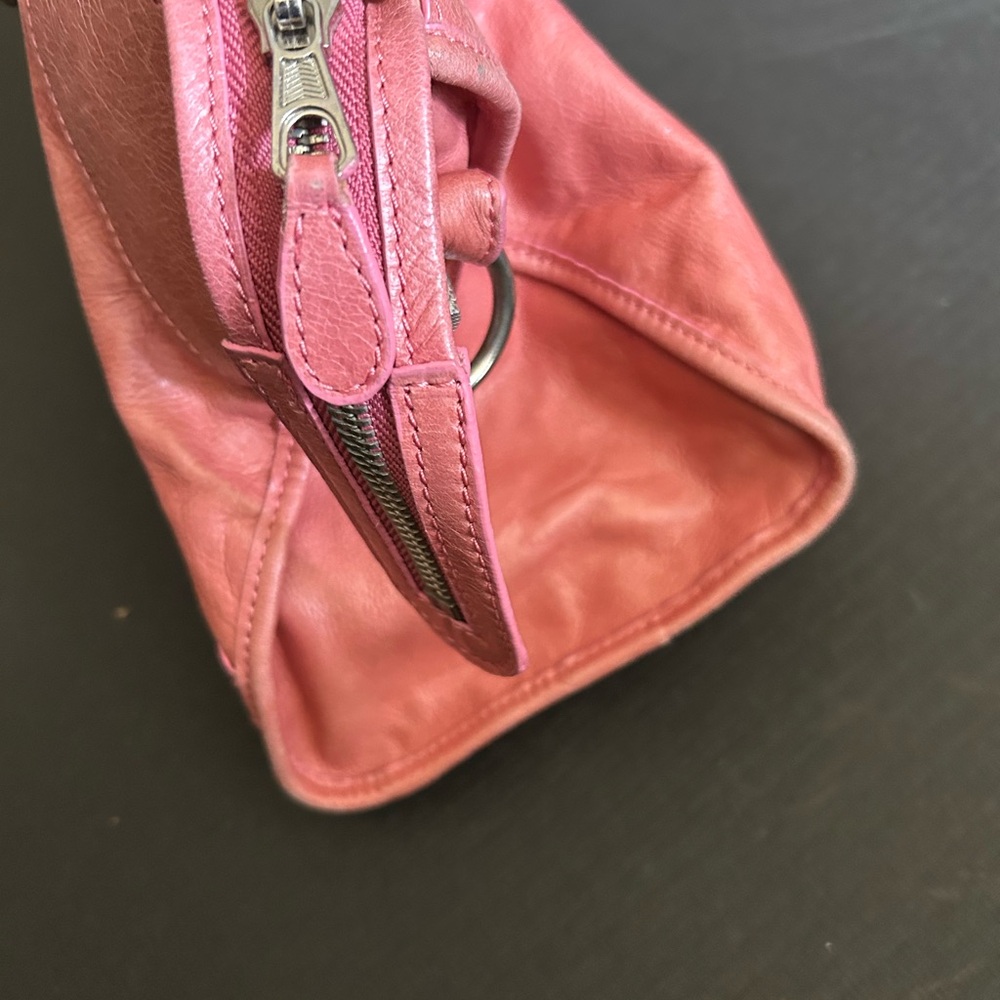 Coral Pink Leather Satchel Bag with Detachable Strap - Picture 8 of 16